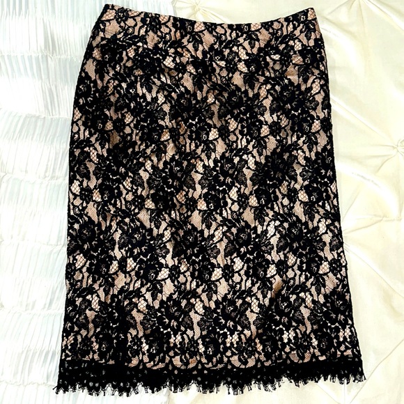 Elegant Lace and Satin Banana Republic skirt, size 2P - Picture 1 of 6